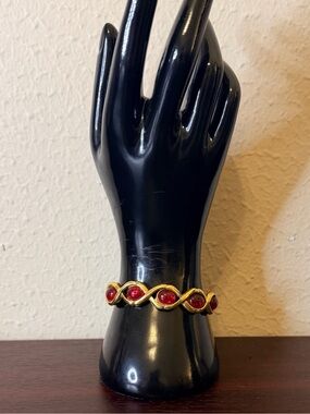 Vintage Napier Gold-Tone Bracelet with Red Stones